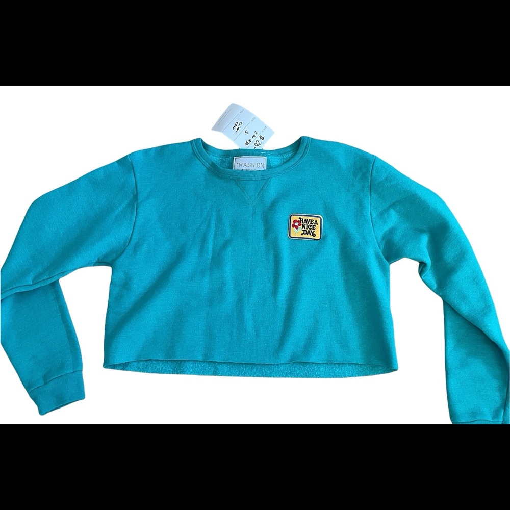 Thrashion Seafoam Green/ Blue long sleeve crewneck. Size small, new with tags
